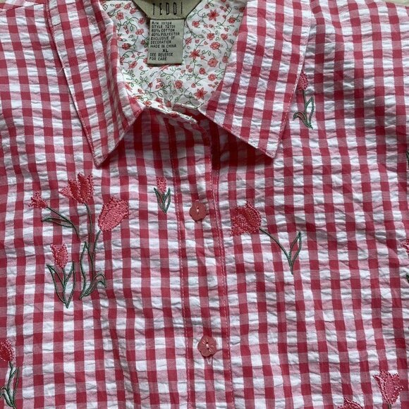 Vintage Teddi Blouse Retro 80s Farmhouse Top XL - Picture 8 of 12